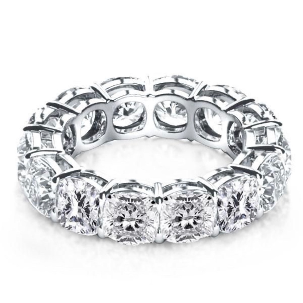 Italo Cushion Cut Wedding Band Eternity Band For Women 925 Sterling Silver - Picture 4 of 12